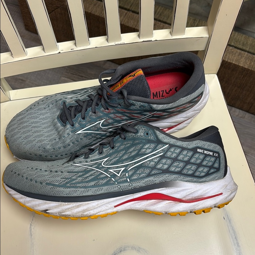 Mizuno Wave Inspire XX Blue Gray and Red Athletic Shoes - Picture 3 of 11